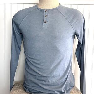 Fresh Clean Tees Men’s Long Sleeve Henley, Wedgewood, Various Sizes